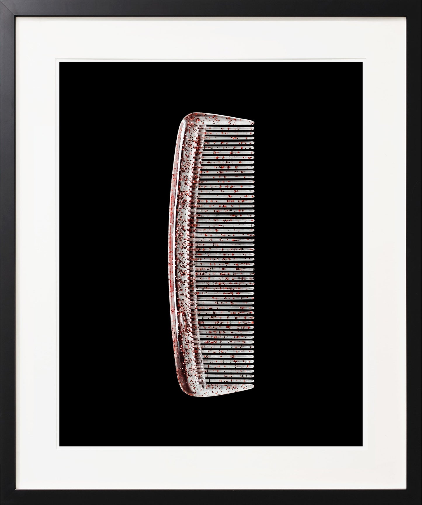 pink glitter comb black frame